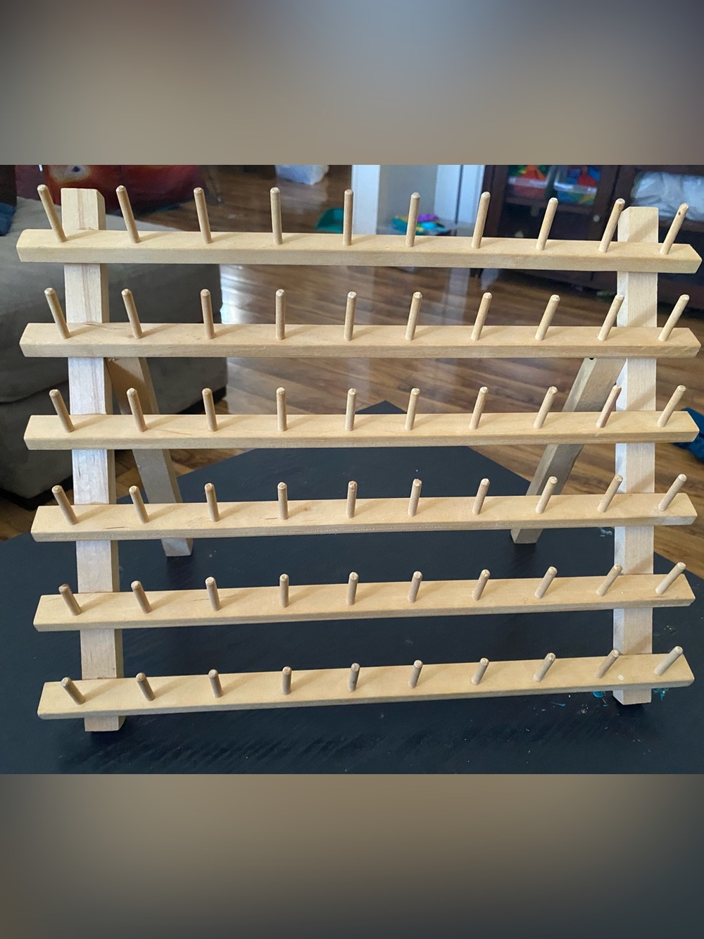 Wooden Multi-Row Jewelry Peg Organizer in Natural Finish